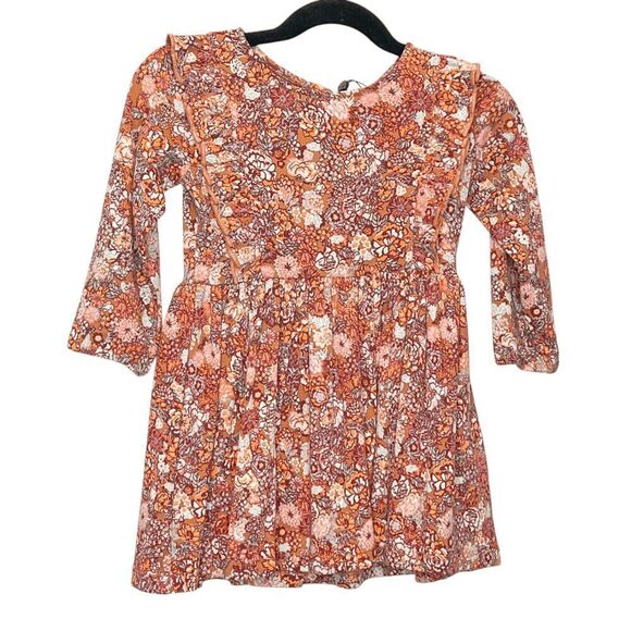 NWT! Molo Girls Pink Cotton Floral Long Sleeve Dress Size 18M - Picture 2 of 5